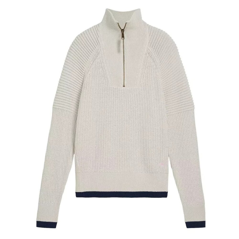 Puma X Arnold Palmer Women's Medium Golf Sweater Warm White 1/4 Zip Preppy